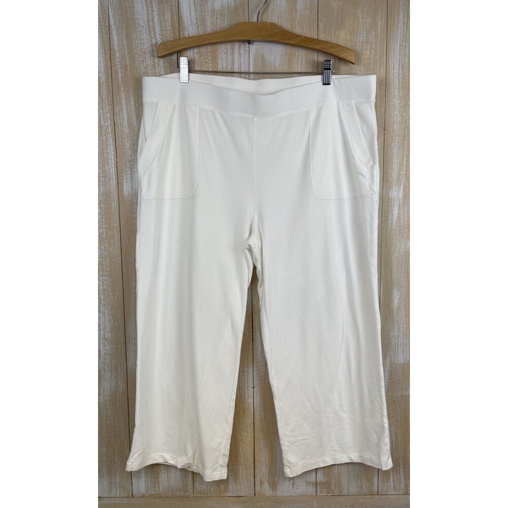 Chico's Women's Wide Leg Yoga Capri Pants 3 (XL) White Goucho’s Stretch